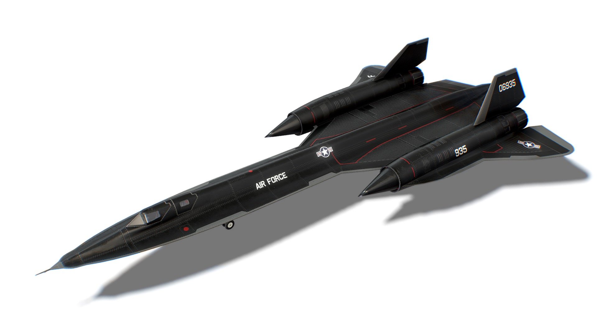 The model looks like a YF-12A Blackbird. All parts of the model were made in full accordance with the original. Each dynamical part is separated and has correct pivot points, that allow easy animation and use in games. 

Advanced information:
- single material for whole mesh;
- set of 4K PBR textures;
- set of 4K Unreal PBR textures;
- set of 4K Unity PBR textures;
- set of 4K CryEngine PBR textures;
- FBX, DAE, ABC, OBJ and X3D file formats;
- 4 level of details;

Mesh details:
LOD0 - 11870
LOD1 - 5934
LOD2 - 2967
LOD3 - 300 - YF-12A Blackbird Jet Fighter Aircraft - 3D model by FreakGames 3d model