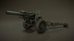 HowitzerM114 Cannon ww2, wwii, artillery, american, cannon, gun, gameready