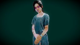 Sick girl hospital with Animations iv, room, bed, mri, doctor, patient, nurse, equipment, wheelchair, hospital, thermometer, gown, oxygen, mask, surgery, medicine, bandage, x-ray, pill, syringe, healthcare, sick, chart, drip, pediatric, stethoscope, crutches, illness, girl, 3d, model, scan, medical, bottle, bedridden
