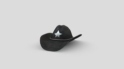 Western Sheriff Hat hat, west, girls, wild, cowboy, western, realistic, real, cowgirl, womens, mens, sheriff, metaverse, pbr, low, poly, female, male, black