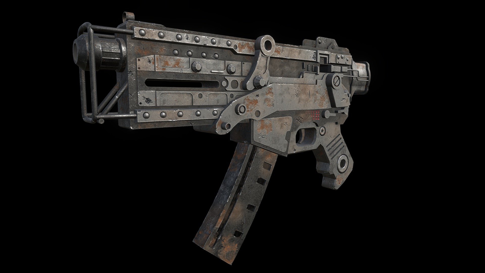 10mm Submachine Gun from the Fallout Series.
Now modded into Fallout 4.
Download at www.nexusmods.com/fallout4/mods/22223/? or https://bethesda.net/en/mods/fallout4/mod-detail/3959093 - Fallout 10mm SMG - 3D model by Ryley Dodd (@ryleydodd) 3d model