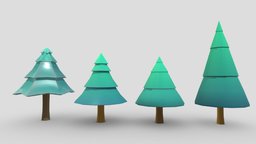 Stylize Tree- Pack- 01 tree, pine, unreal, nature, lowpolymodel, stylizedmodel, unity, stylize-tree