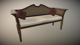 Bench cushion, wooden, bench