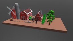 Lowpoly Farm pack tree, plants, farmhouse, farm, packing, low-poly-model, low_poly, lowpoly, house, stylized, noai