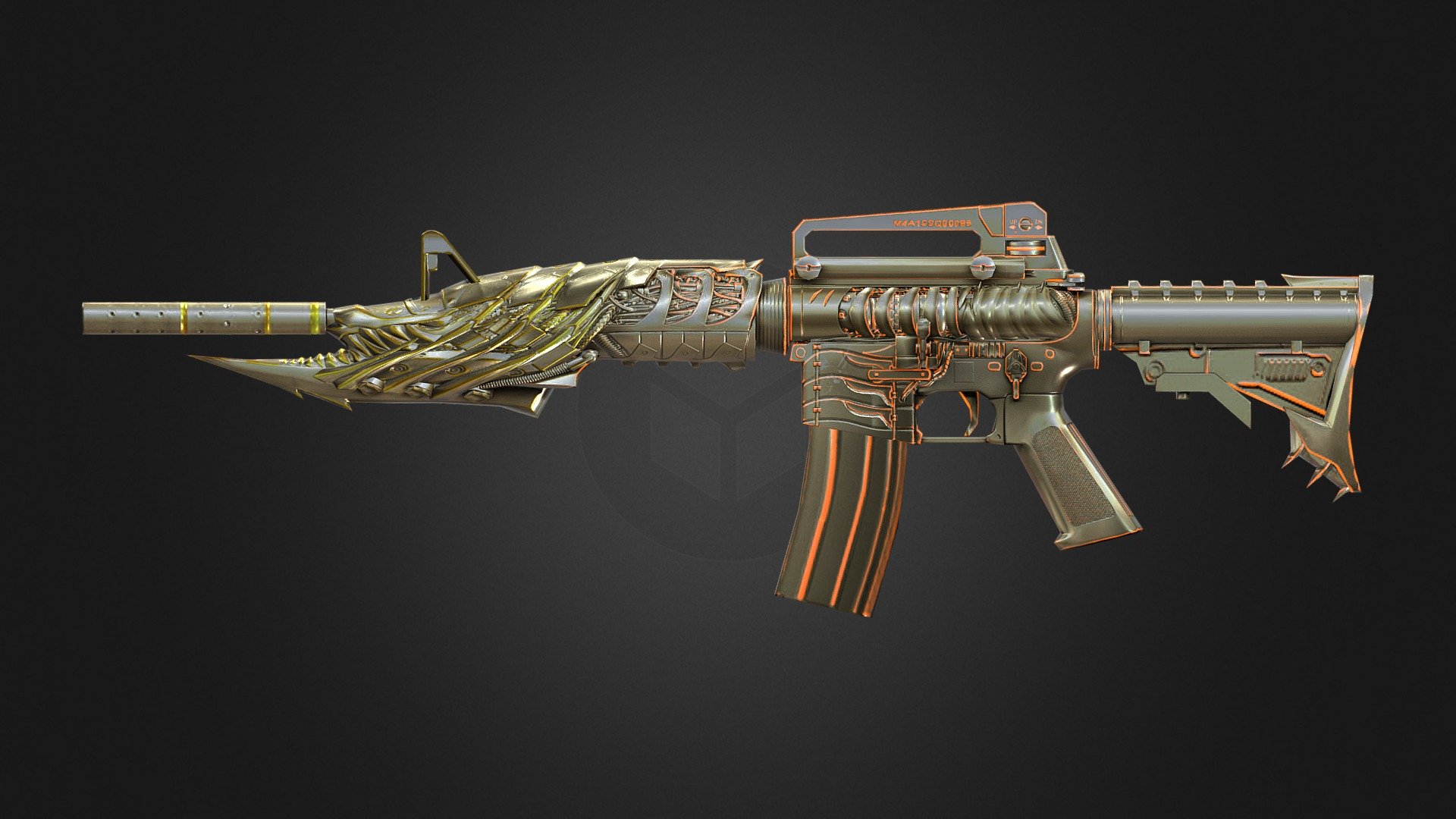 M4A1 BB Goldish - 3D model by AlxDemento 3d model