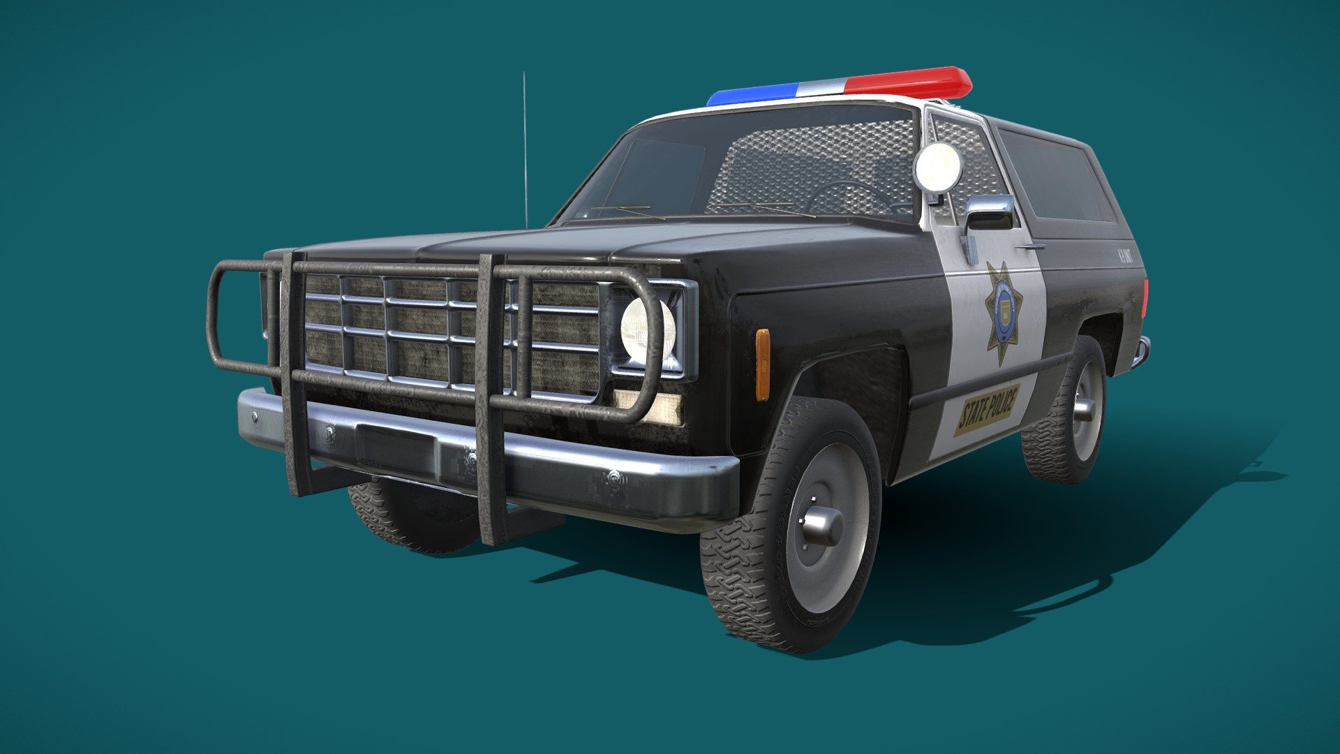 Black-and-white four wheel drive police unit with K-9 markings 3d model