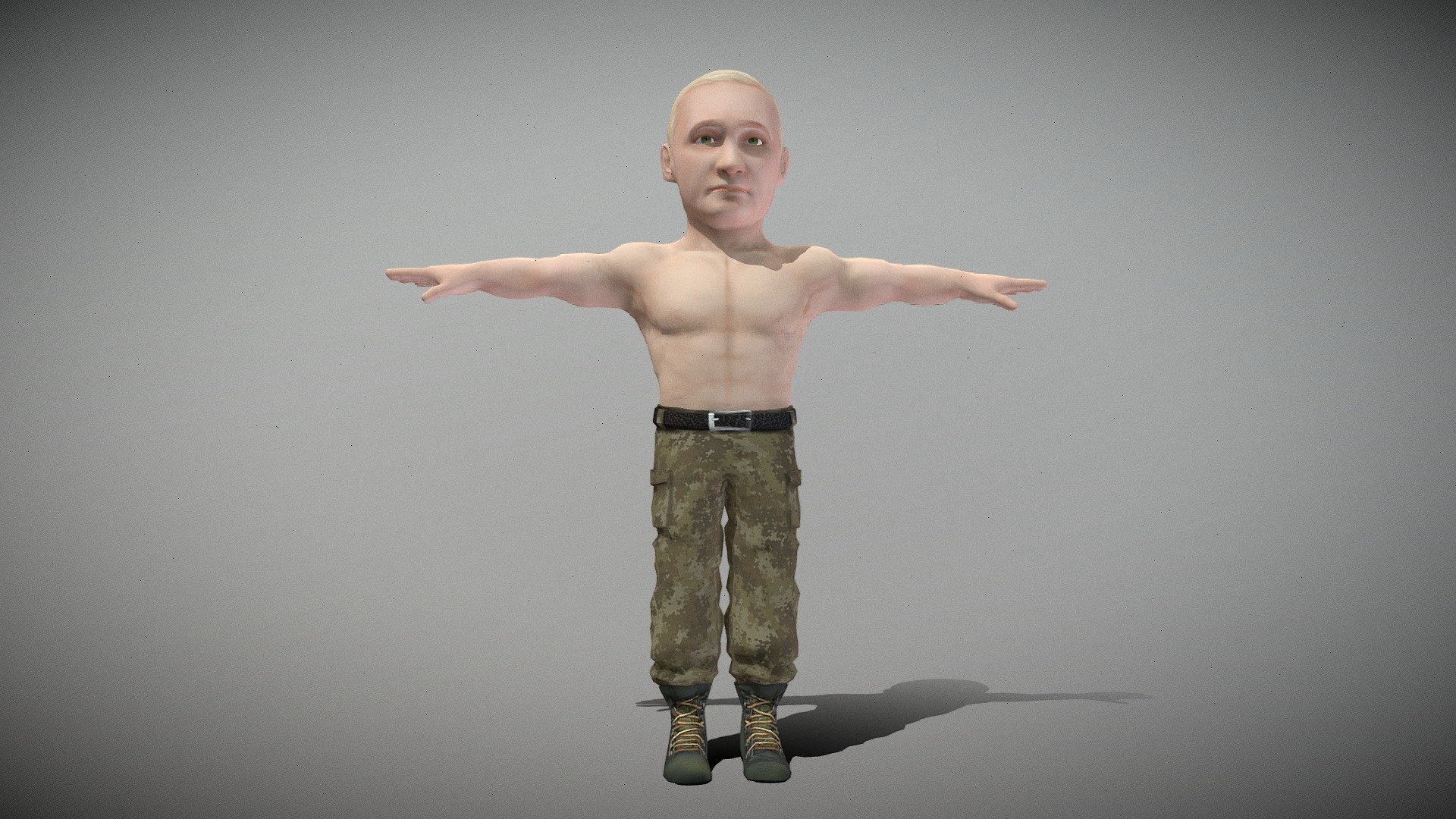 This is a Putin. It contains 10 common character animations such as idle, talking, walking, waving, and running.

2 materials with 2048 * 2048 textures.

Triangles: 16931  Vertices: 8685

(Viewer Setting above are just a preview and may vary drastically depending on your lighting and shading setup on the final application)

If you have any questions, please feel free to contact me.
 
E-mail: zhangshangbin1314159@gmail.com
 - Putin - Buy Royalty Free 3D model by Zhang Shangbin (@zhangshangbin1314159) 3d model