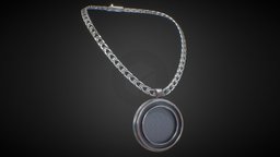 Blank Chain with Round Medallion custom, link, unreal, miami, accessory, metal, engine, gta5, necklace, roblox, fnaf, rap, hiphop, cuban, vrchat, fortnite, character, unity3d, blender, scifi, clothing
