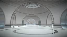 Futuristic Architectural Structure 4 room, dome, hall, gallery, round, museum, circular, sci-fi, futuristic, building, interior