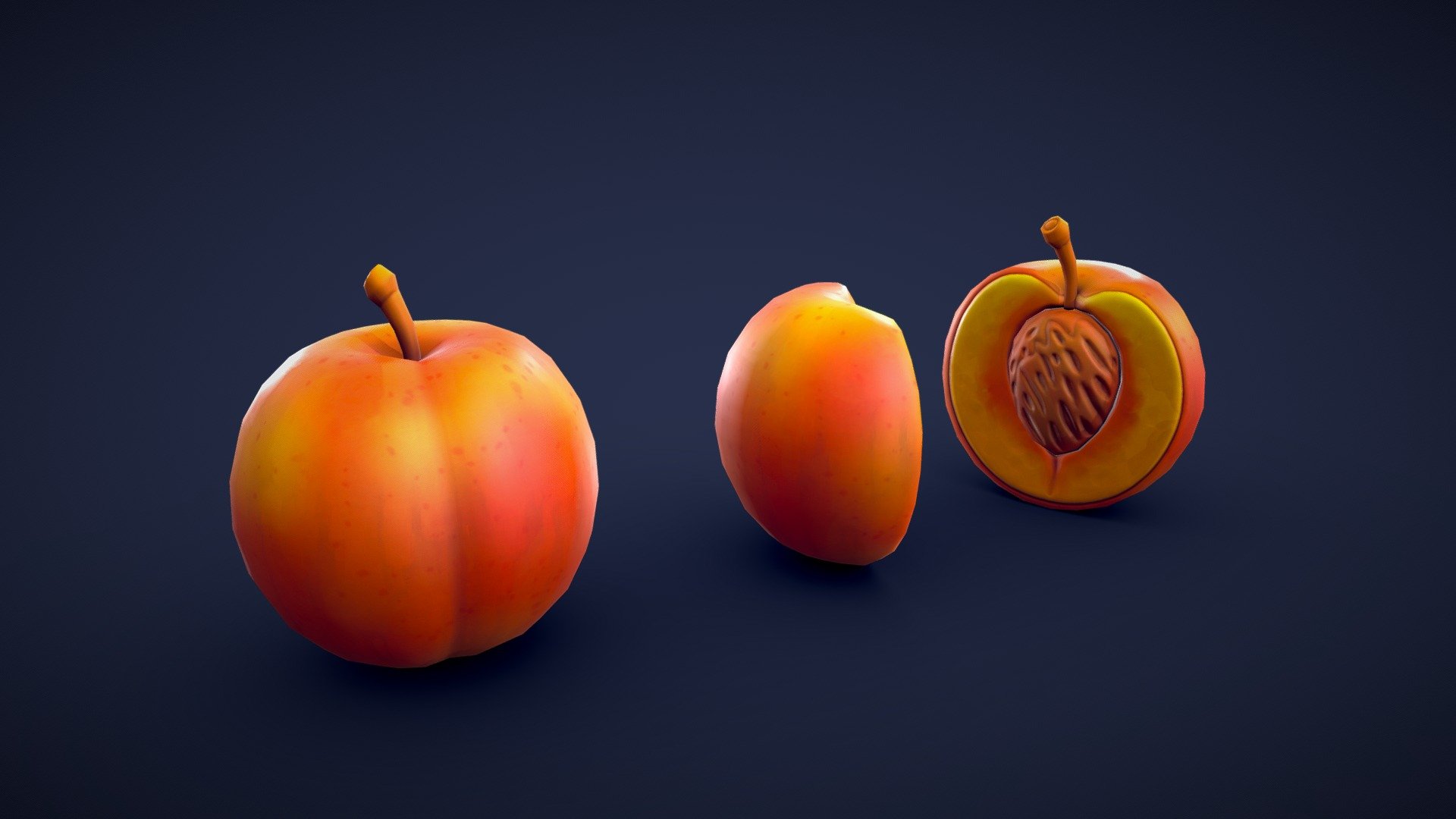 This asset pack contains 3 different peach meshes. Whether you need some fresh ingredients for a cooking game or some colorful props for a supermarket scene, this 3D stylized peach asset pack has you covered! 

Model information:




Optimized low-poly assets for real-time usage.

Optimized and clean UV mapping.

2K and 4K textures for the assets are included.

Compatible with Unreal Engine, Unity and similar engines.

All assets are included in a separate file as well.
 - Stylized Peach - Low Poly - Buy Royalty Free 3D model by Lars Korden (@Lark.Art) 3d model
