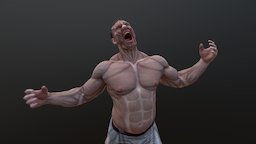 Anatomy Practice on 3D Scan sculpt, anatomy, drawing, muscles, fitness, character, bones