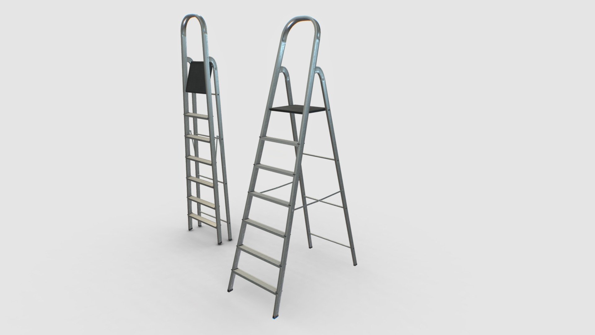 Industrial ladder based in real one. Real scale. Comes with 4096x PBR textures including Albedo, Normal, Metalness, Smoothness, Roughness and AO.

Model comes as a full object (open and closed) and in parts so you can animate it. Also comes with 2 sets of textures, normal and another looking more used.

Total polys 16000. 9000 verts - Step Ladder - Buy Royalty Free 3D model by 32cm 3d model