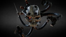 Servo-skull warhammer, robotic, cyborg, cybernetic, low-poly, blender, skull, sci-fi, gameasset, fantasy, warhammer40k, warhammer-fantasy