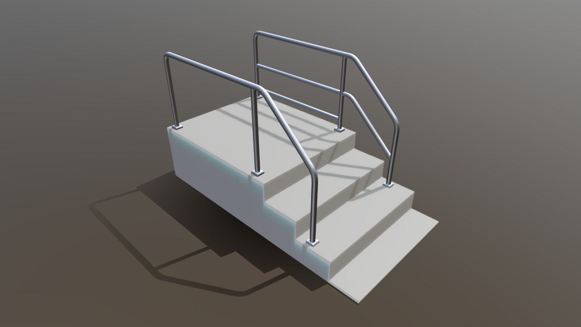 Stainless Steel Railings 2 with Stairs Low-Poly 3d model
