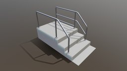 Stainless Steel Railings 2 with Stairs Low-Poly