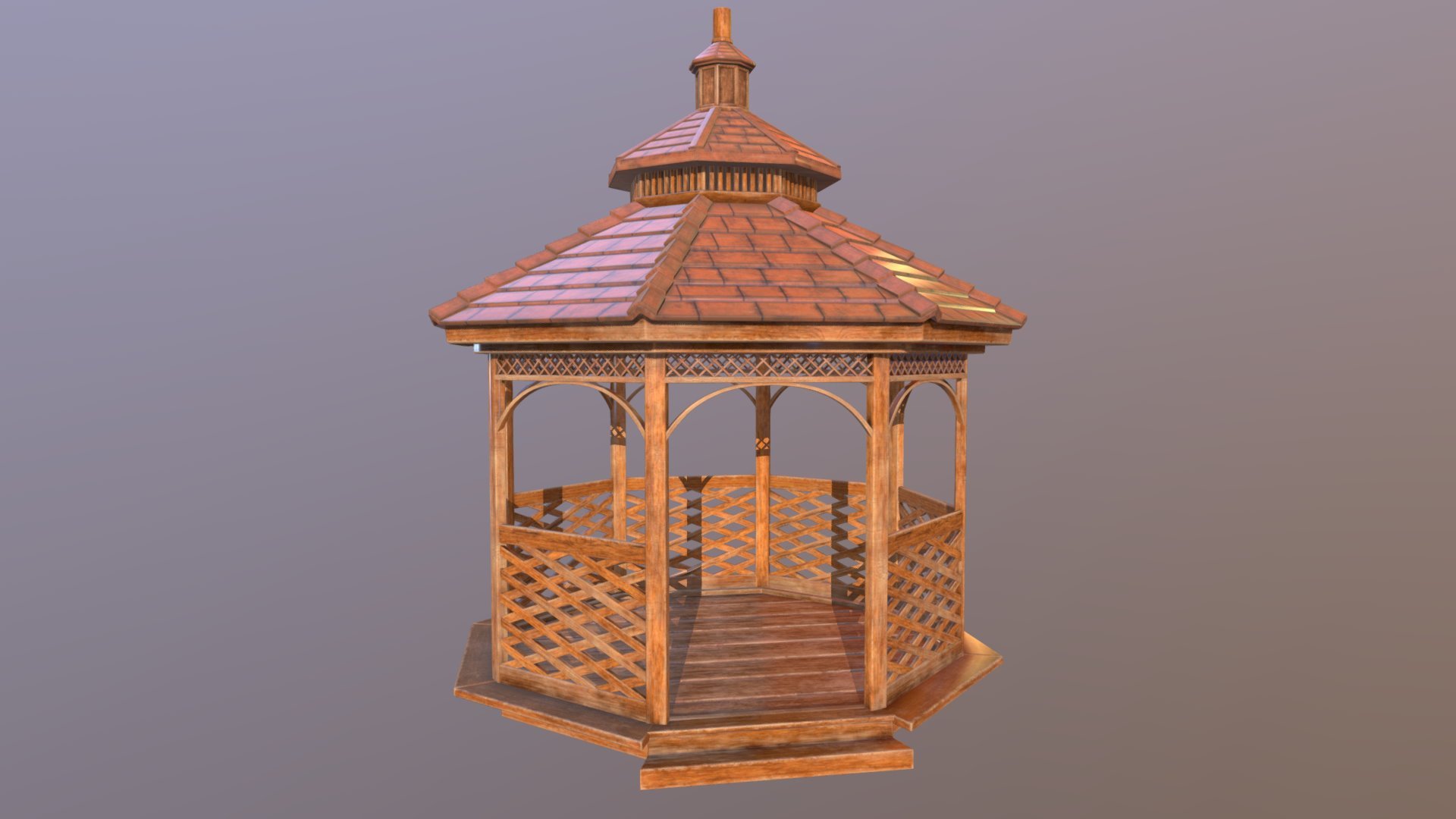 It's a Wooden Gazebo. It's very simple. Use it however you please!  Please enjoy the model and thanks for supporting me and others! - Wooden Gazebo - 3D model by HardzGal 3d model