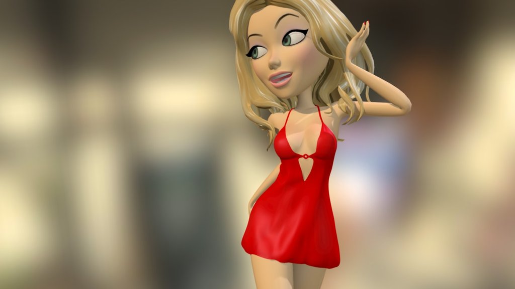 3D Cartoon Character Girl Blond in Red - 3D model by Denys Almaral (@denysalmaral) 3d model