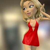 3D Cartoon Character Girl Blond in Red