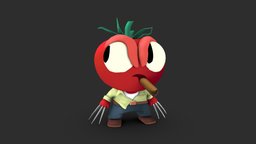 Angry Tom food, angry, handpaint, quirky, tomato, handpainted, discordfoodcharacter