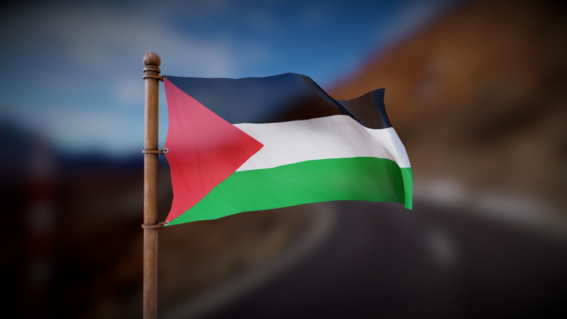Flag waving in the wind in a looped animation

Joint Animation, perfect for any purpose
4K PBR textures

Feel free to DM me for any question of custom requests :) - Flag of Palestine - Wind Animated Loop - Buy Royalty Free 3D model by Deftroy 3d model