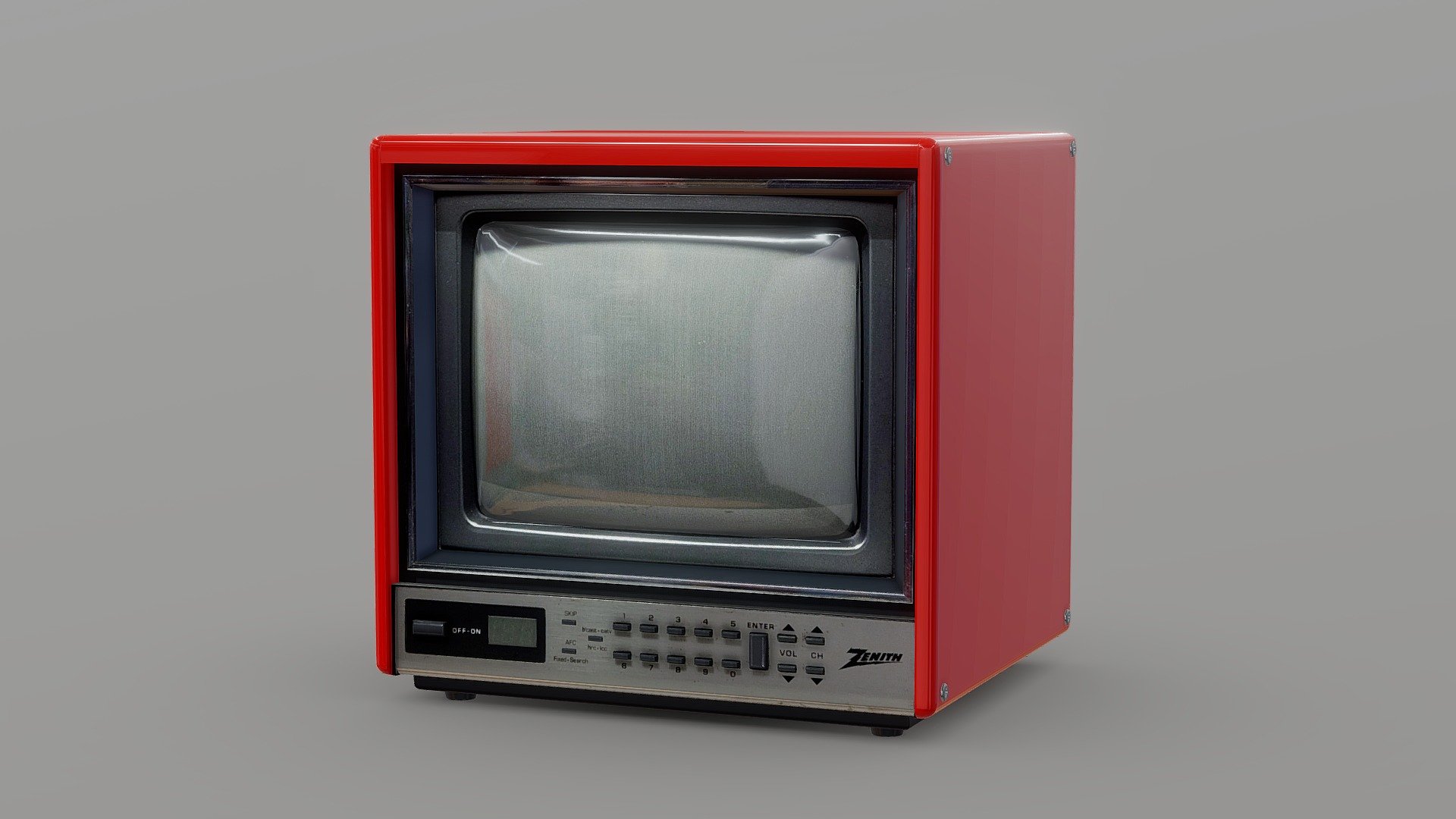 A Vintage Red Television Set From The 70's / 80's 3d model