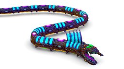 Skined RIgged Fantasy Blue Neon Snake Worm spy, flying, leather, pet, dragonfly, lizard, myth, dragons, gargouille, snake, predator, piton, mutant, skinny, worm, neon, alien, jaws, ilumination, fairytale, mutation, cerberus, boa, poisonous, multicolor, worms-game, boob, bosscharacter, lizard-character-creature, creature, animal, monster, blue, fantasy, dragon, rigged, dinosaur, skin, petanimal