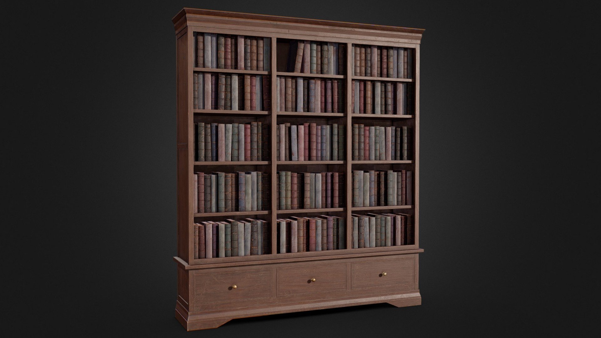 A low-poly, game ready bookcase. This model looks great in any themed environment and is suitable for use in game, VR, archviz and visual production. 

Features




Model includes victorian inspired bookcase and books. The draws are seperate objects and can be opened

Clean topology. Objects are grouped, named appropriately and unwrapped

Modelled in Blender and textured in Substance Painter

Additional File includes Blender file with high poly mesh

9,002 triangle count

Textures




2 PBR texture sets at 4096x4096. 1 for the bookcase and 1 for the books

Metal Roughness: Base Colour, Roughness, Normal, Metallic

Unreal Engine: Base Colour, OcclusionRoughnessMetallic, Normal

Unity: Base Colour, MaskMap, Normal

Check it out on Artstation

 - Victorian Bookcase - Buy Royalty Free 3D model by Matthew Collings (@mtcollings) 3d model