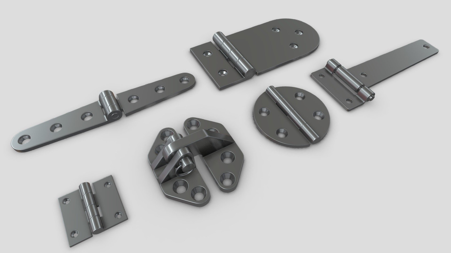 Hinges collection (Subdivision Level 2), with 





real world scale. 




pivot ready for rotation.




all quads and subdivide control.




Blender File.



for more free stuff,
support me :
https://www.patreon.com/kloworks
share and rate 
Thanks - Hinges Collection - Buy Royalty Free 3D model by KloWorks 3d model