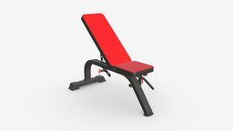 Adjustable weight flat bench 03 bench, adjustable, muscle, fitness, gym, equipment, iron, health, workout, bodybuilding, strength, 3d, pbr, sport