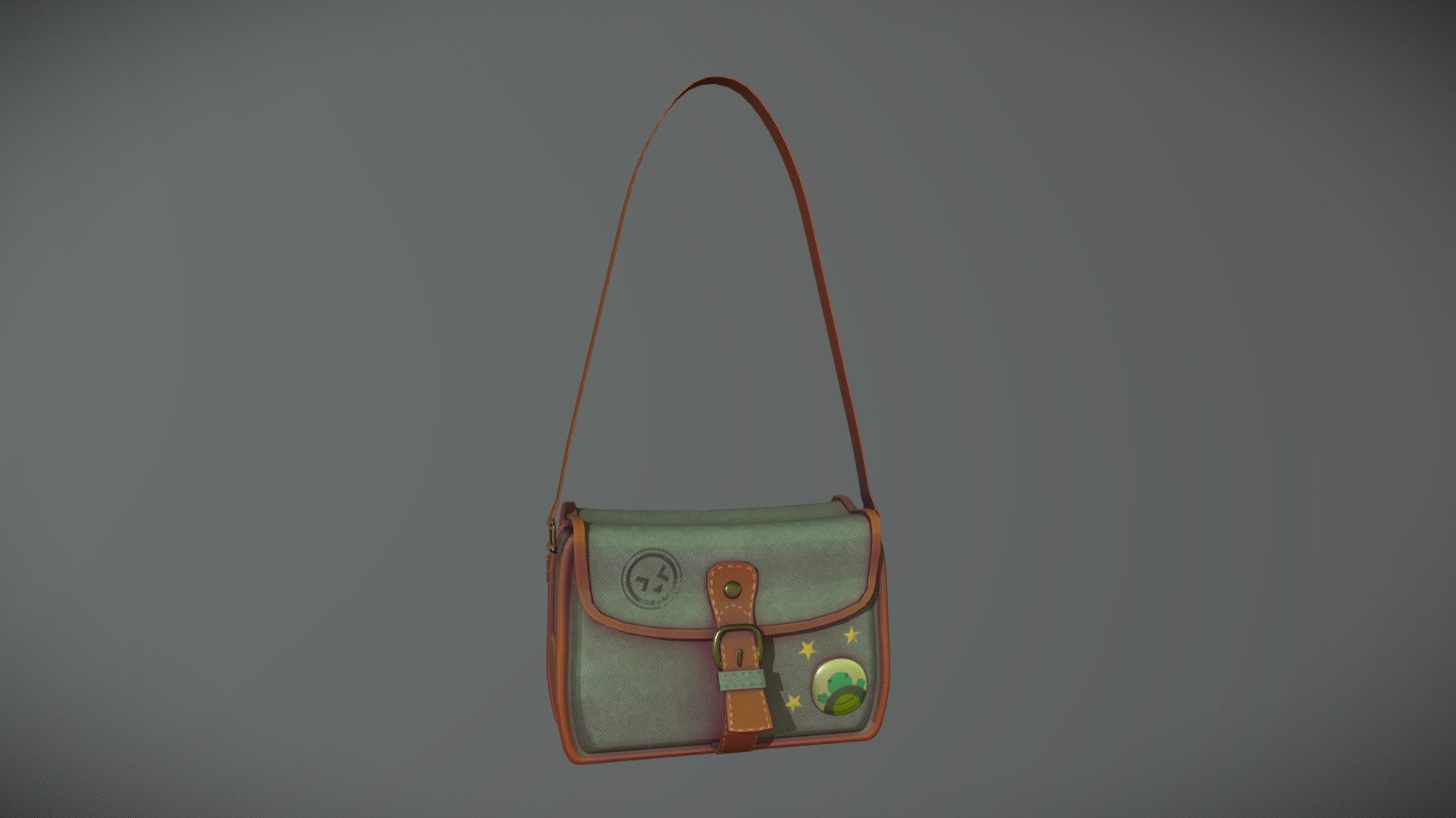 Testing out fabric/leather textures - Turtley cool messenger bag - 3D model by Samantha Griffith (@samanthagriffith) 3d model