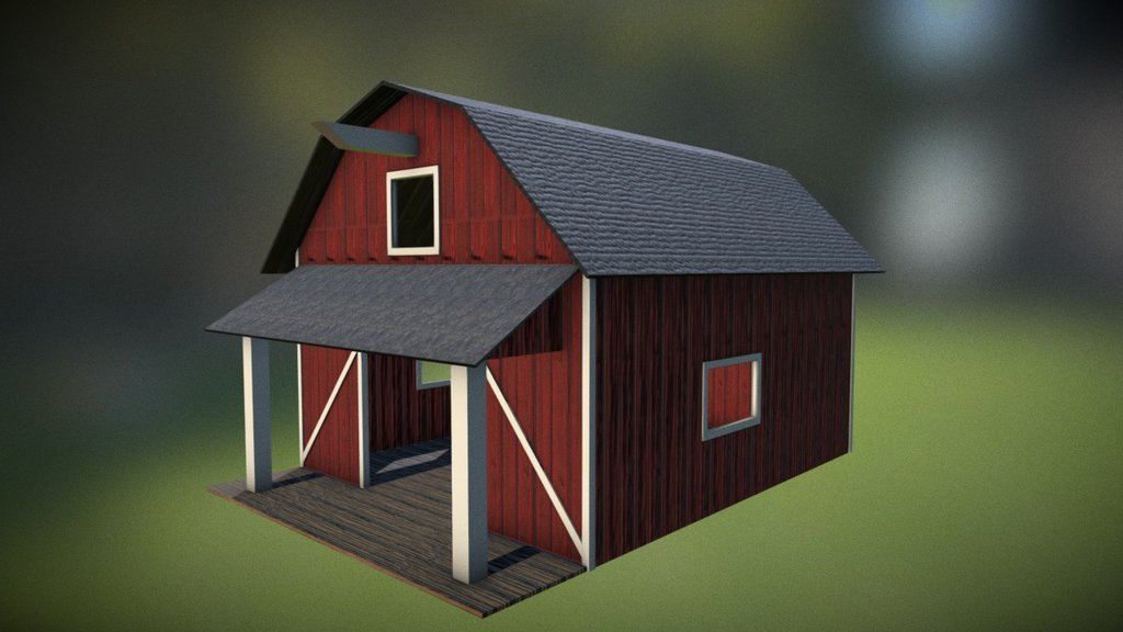 A small mesh building as a test for second life - Micro barn - 3D model by neoneko 3d model