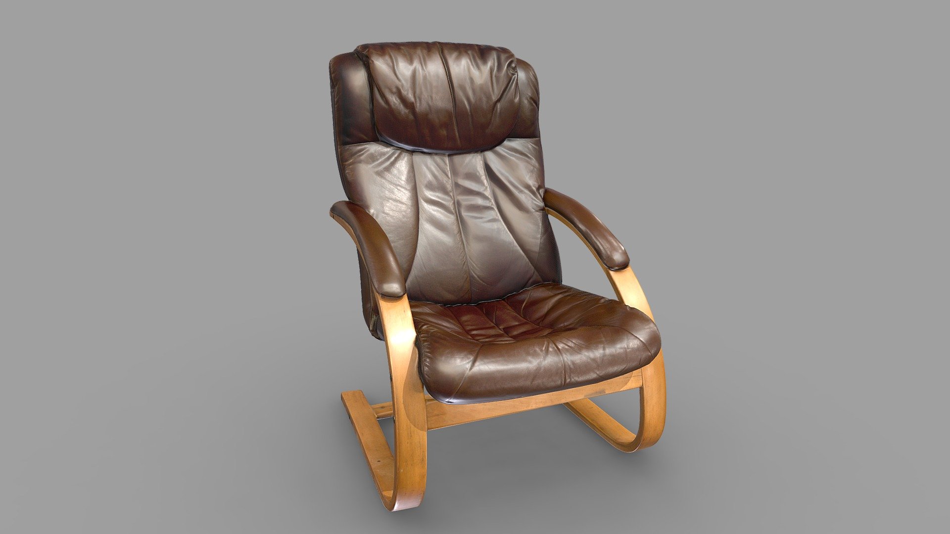 Re-scan and Re-upload of a leather chair, 3D scanned with Artec Leo. Original version had defects in the color data that went un-fixed for too long. 
This chair has not gone through &ldquo;glare reduction