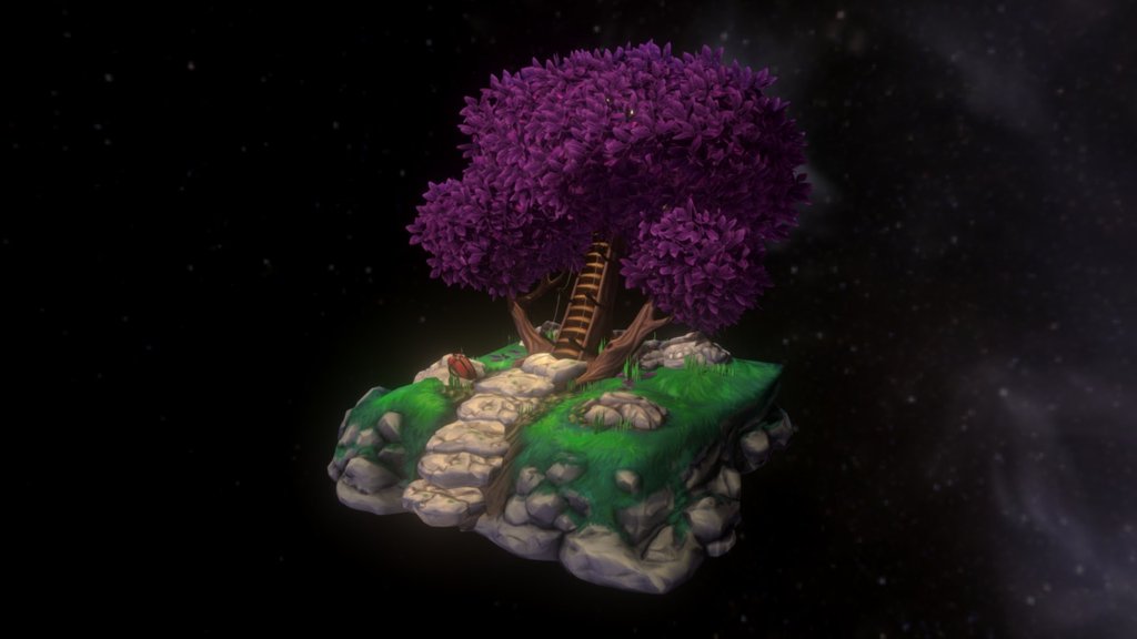 An organic diorama piece. A tree that acts as a portal to another world 3d model