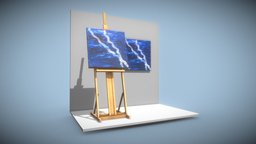 Blue Transformation No.3 oil, painted, painting, easel, picture, transformation, low-poly-model, galerie, software-service-john-gmbh, art, decoration, blue, interior, oil-paintings, dirk-john