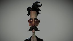 Tired 3D portrait portrait, polypaint, zbrush-sculpt, quick-3d-sketch, character, cartoon