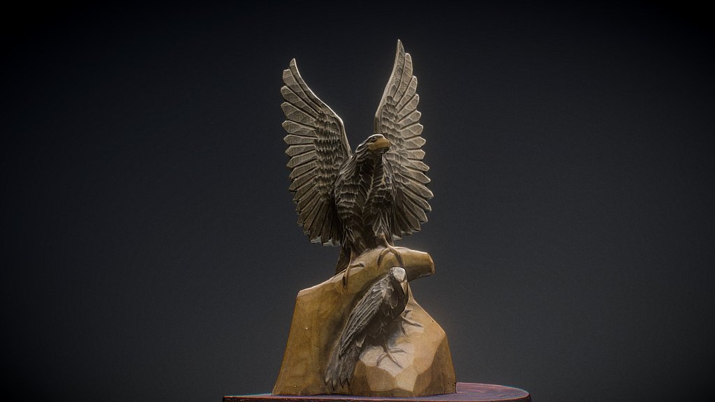 Scan via Nikon 3100 of Eagle sculpt, straight form Photoscan, done a little bit of cleaning. First attempt of photogrammetry. There are few issues like white-textured mesh on the bottom of wings and whit fills from the bottom of peak, more photos of this area should fix it.

Enjoy :) - Eagle - 3D model by Bartek Nowak (@plord) 3d model