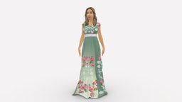 Long dress woman 0397 style, people, beauty, long, clothes, dress, miniatures, realistic, woman, character, 3dprint, model
