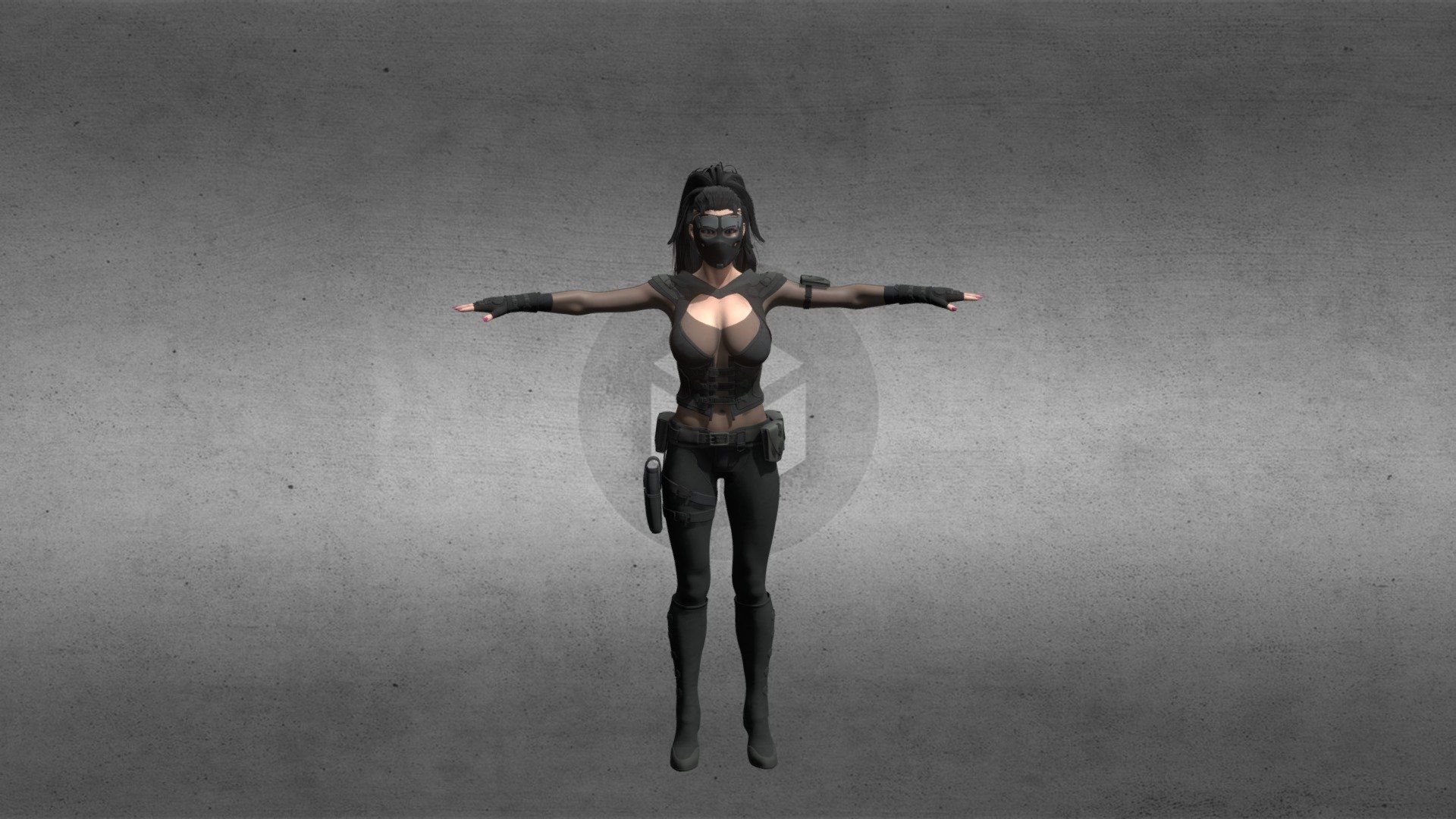 Character in T pose - Character (T Pose) Amy Rebel - Download Free 3D model by Seleech 3d model