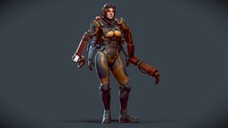 The Cyborg Engineer || Realtime character hair, suit, leather, goggles, mechanical, redhead, cyborg, girlcharacter, scifi-character, stylizedcharacter, character, girl, futuristic, zbrush, stylized, robot