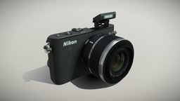 Nikon 1 J3 mirrorless camera kit 10-30mm lens kit, still, photo, hd, shoot, point, compact, mirror, dslr, lens, shot, camera, less, slr, low-poly, 3d, low, poly, model, digital, bridge, mirrorless, hdslr