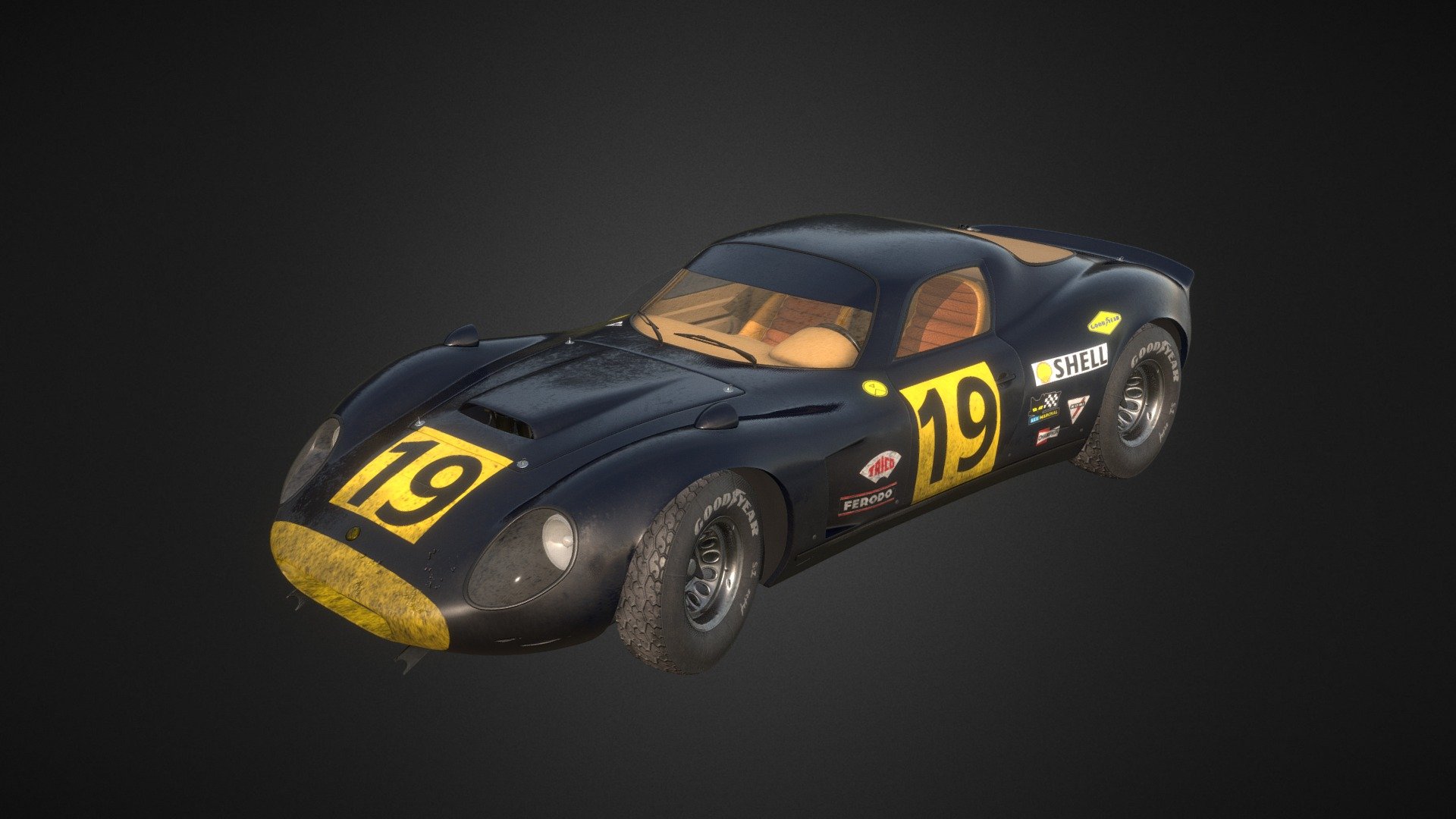 Stingray - Generic GT racing car based on designs from the 1960-1970s.

I used the Alfa Romeo Stradale 1967 as a base for this model.

I saved my self some time by reusing some of the assets like rims and interior pieces from this great model liked below:
https://sketchfab.com/3d-models/alfa-romeo-stradale-1967-fbb6adc7a6e84c3db6969e1debcd364b - Stingray - Generic Vintage GT Race car - 3D model by Todor Malakchiev (@todormalakchiev) 3d model