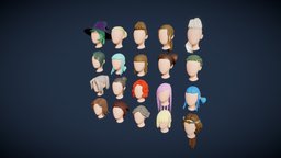 20 Stylized Base Haircuts hair, sculpt, base, anatomy, rpg, style, kids, heads, uv, toy, boy, gaming, people, fun, basemesh, barber, series, collection, cartoonish, play, print, woman, basemodel, kitbash, strand, haircut, hairstyle, fashion-style, character, girl, game, design, man, stylized, material