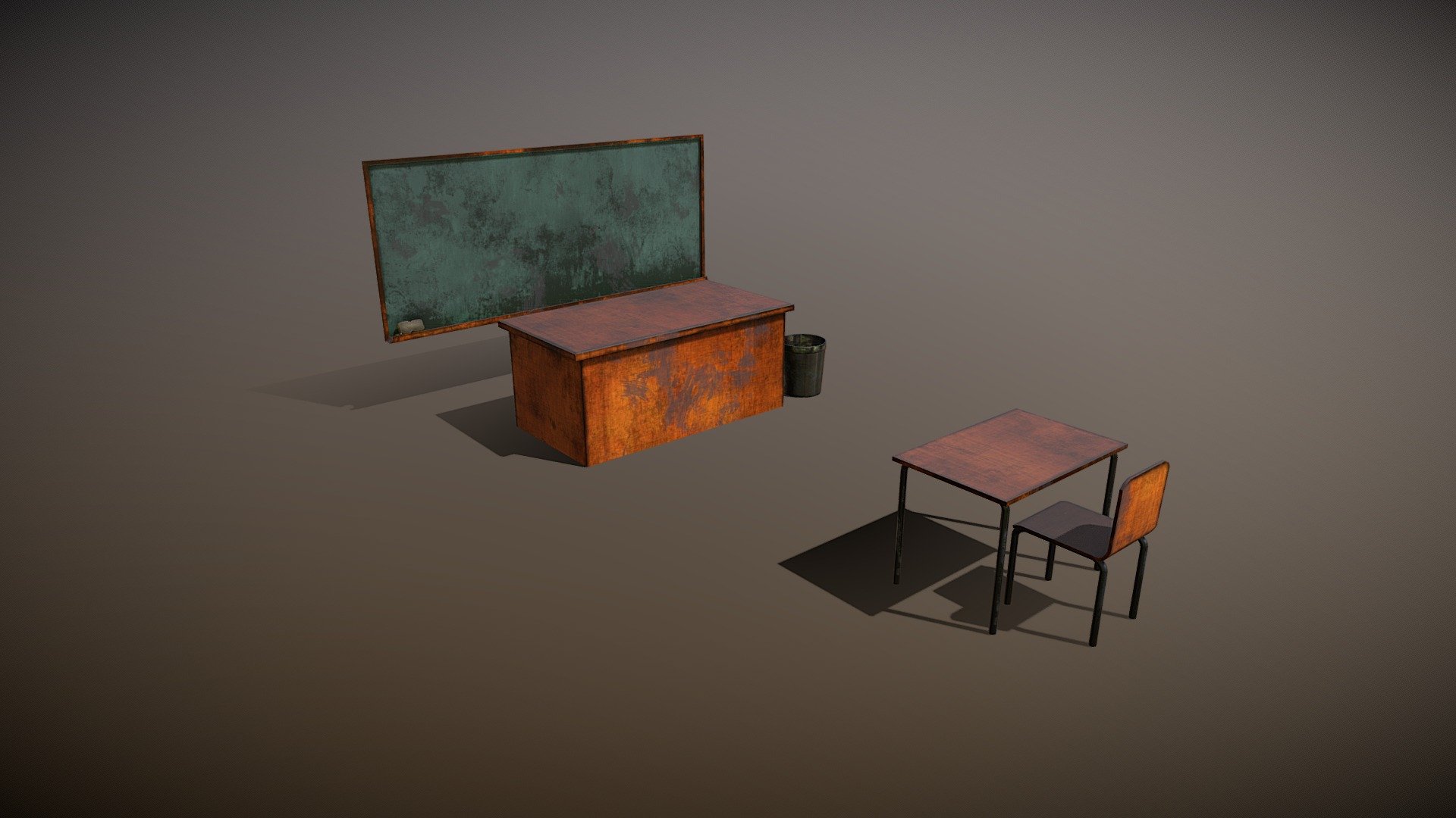 Dirty version of school props, 2048 pbr material, dx normalmap and ocm texture included for ue4, extra zip with models on pivot - School_props_dirty - Buy Royalty Free 3D model by Thunder (@thunderpwn) 3d model
