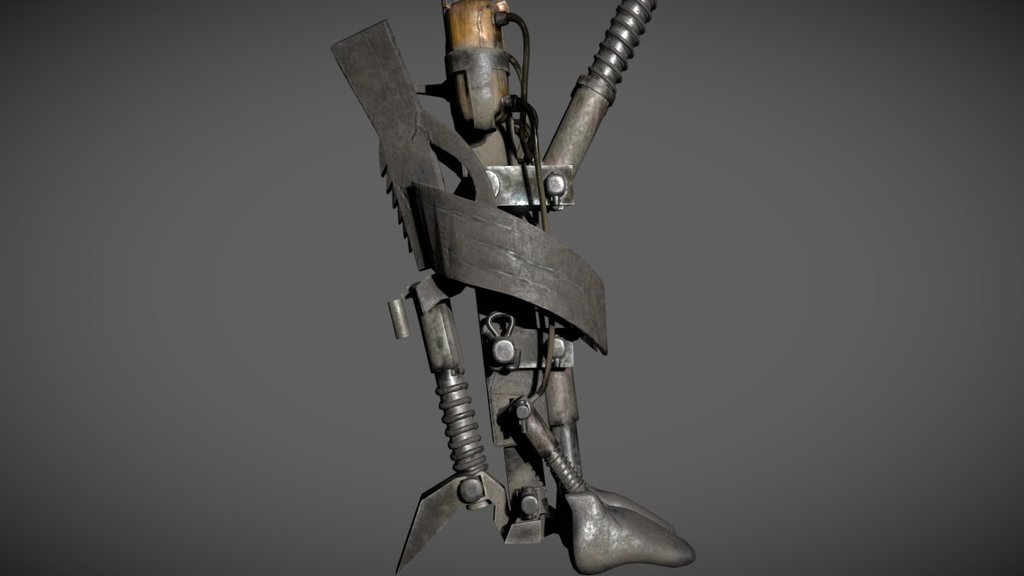 Substance Painter,3ds max - Cyborg leg - 3D model by Ruslan Aleksandrovich (@ruslan6685) 3d model