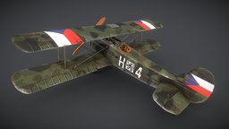 Avia BH-21 biplane, army, czech, czechoslovakia, military-vehicle, weapon, gameasset, plane, gameready