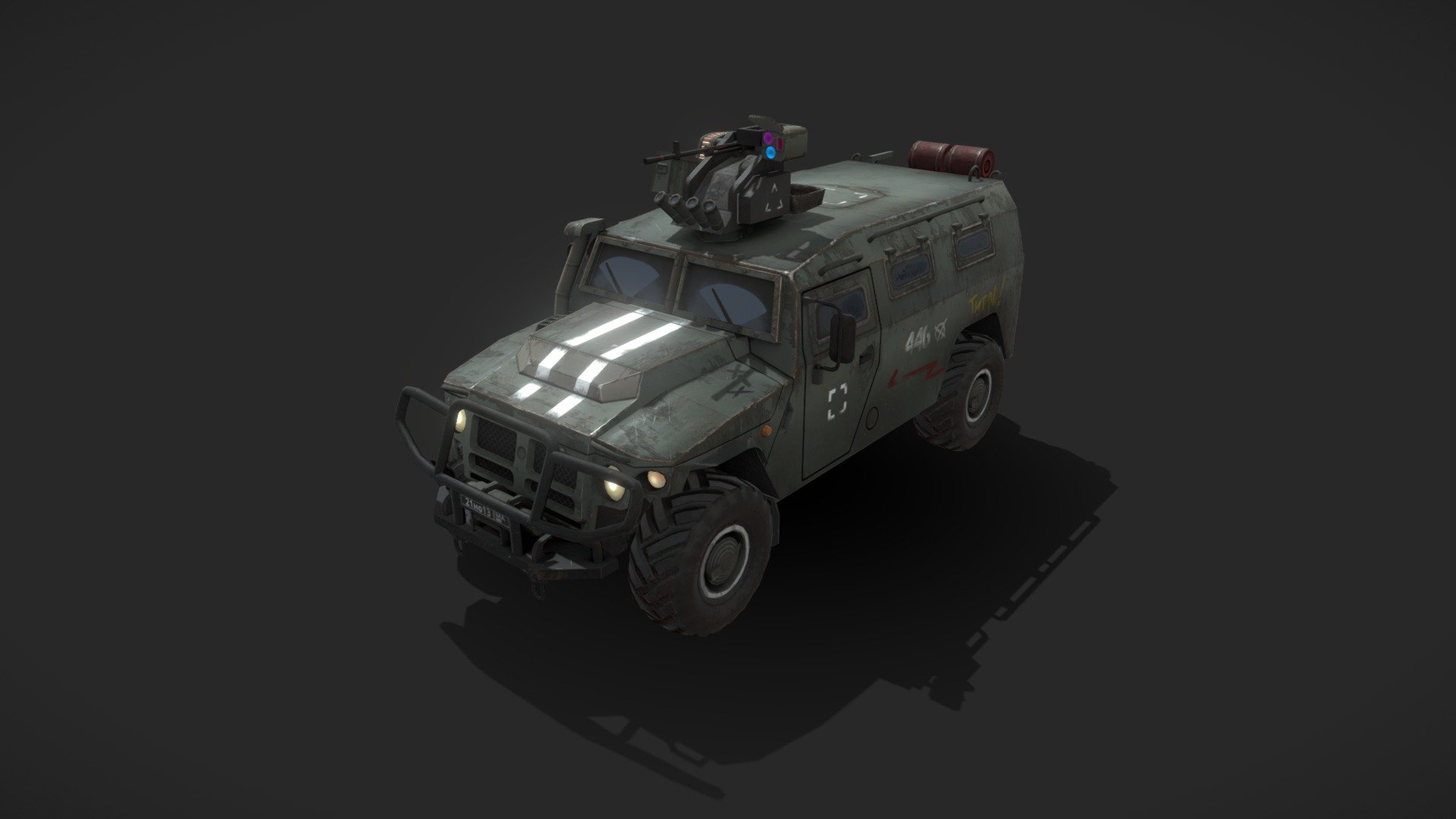 GAZ Tigr (Russian: ГАЗ Тигр) is a scout and reconaissance vehicle and a direct equivalent of the US Humvee.

If you like this model and love gaming assets, check out my profile for more game-ready low-poly content - GAZ Tigr Armored Car - Buy Royalty Free 3D model by spacelynxcanfly 3d model