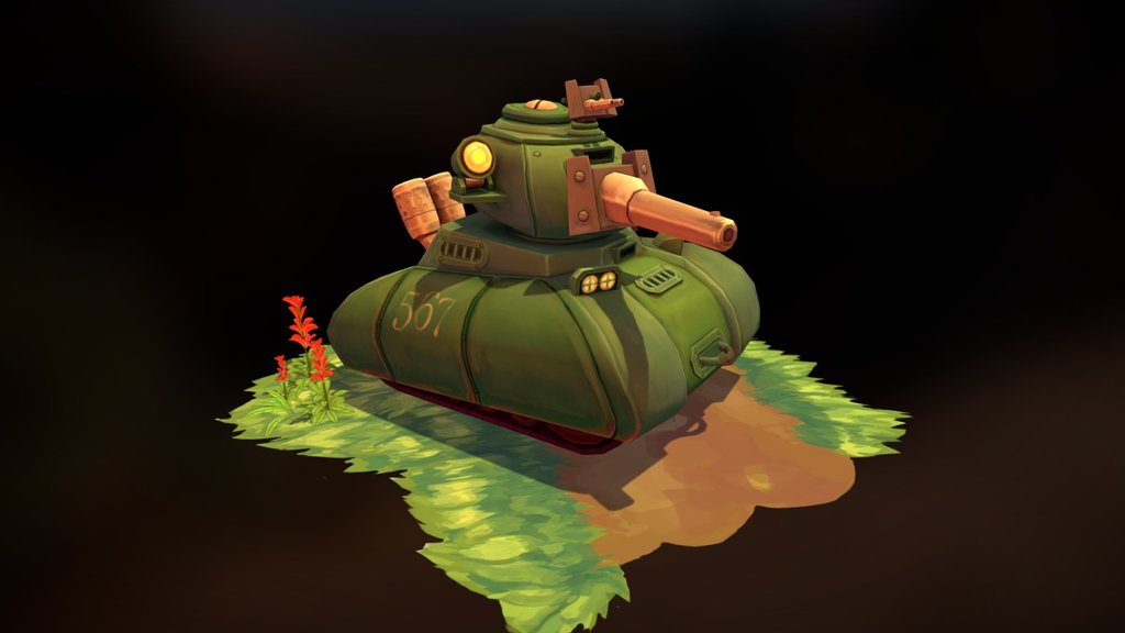 A low poly tank I designed and modeled. I tried a bunch of things with this one some worked and some didn't but I think it's alittle too late too adjeust for this model so this is it for now.

The extra things I put in the scene bloat the tri count since the plants arent really optimized but the tank is 4.1k tris by itself for those that are wondering - Tank Scene - 3D model by nathanchin 3d model