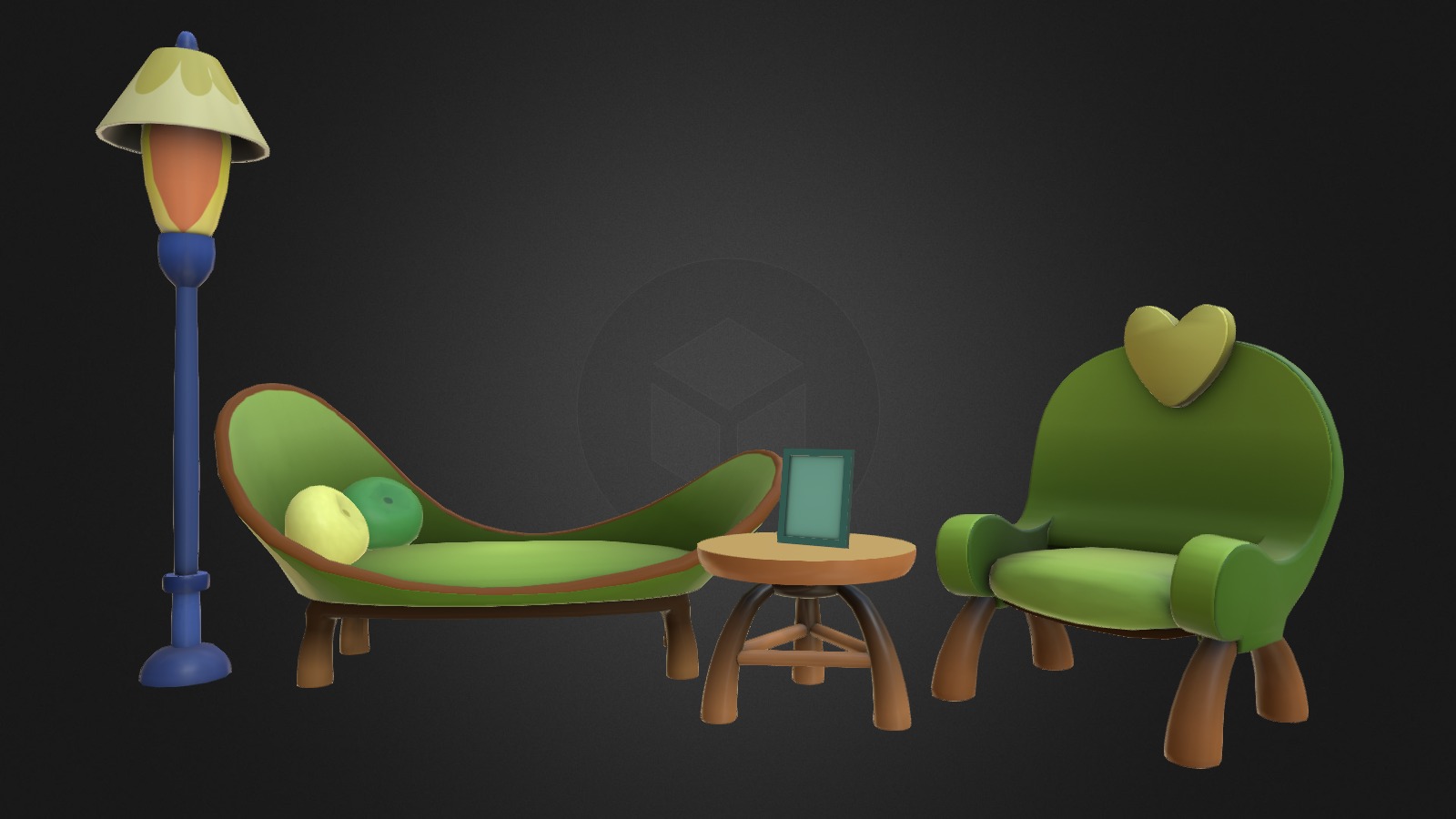 An isolated look at the props in part of Fluttershy's living room. These are part of a scene I made, a recreation of Fluttershy's Cottage.

Models: Blender
Textures: Gimp

Thanks a ton for taking a peek! :) - FC - Seating Area Props - 3D model by Olivia Sabatka (@discopears) 3d model