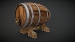 Barrel wine barrel, wine, lp, old, substaincepainter, baked-textures, blender, lowpoly, wood