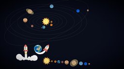 SystemSUN mars, earth, sun, planets, rocket, motiondesign, low-poly, cartoon, lowpoly, sunsystem